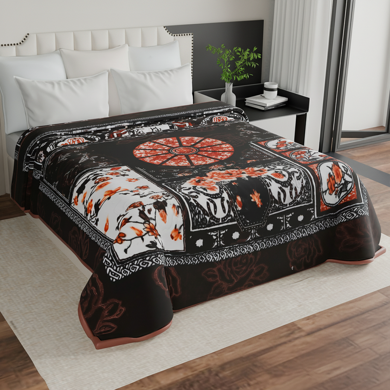 Luxury Modern Printed King Blanket 2.5 kg (Brown)