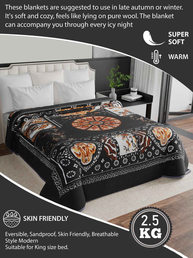 Luxury Modern Printed King Blanket 2.5 kg (Premium Black)