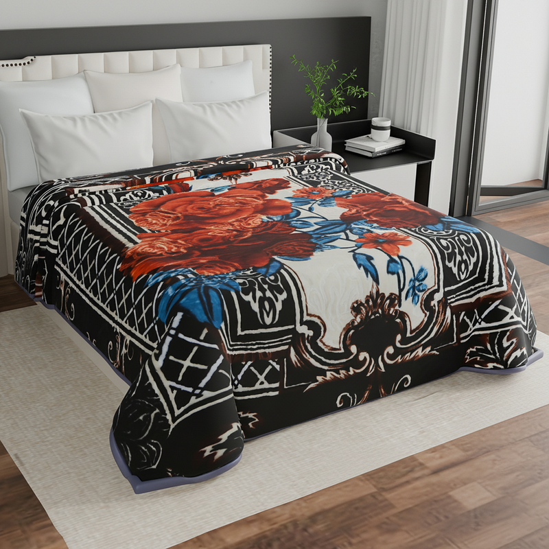 Luxury Modern Printed King Blanket 2.5 kg (Premium Black)