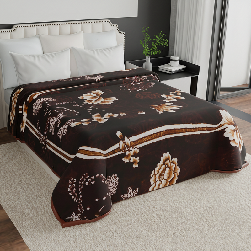 Luxury Modern Printed King Blanket 2.5 kg (Brown)