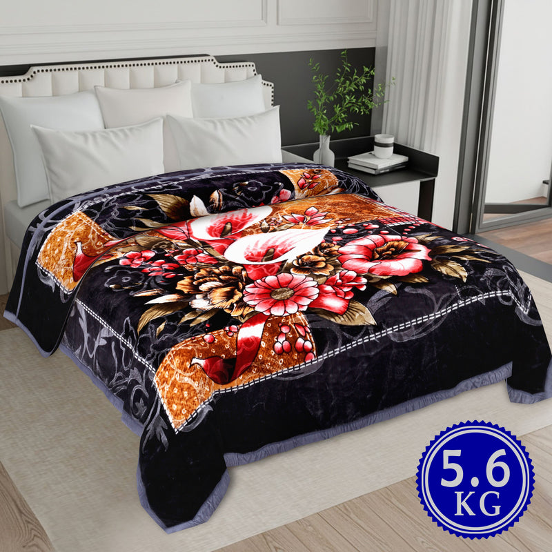 Luxury Modern Printed King Blanket 5.6 kg Double Layer (Multi-Color)