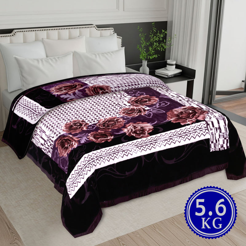 Luxury Modern Printed King Blanket 5.6 kg Double Layer (Multi-Color)