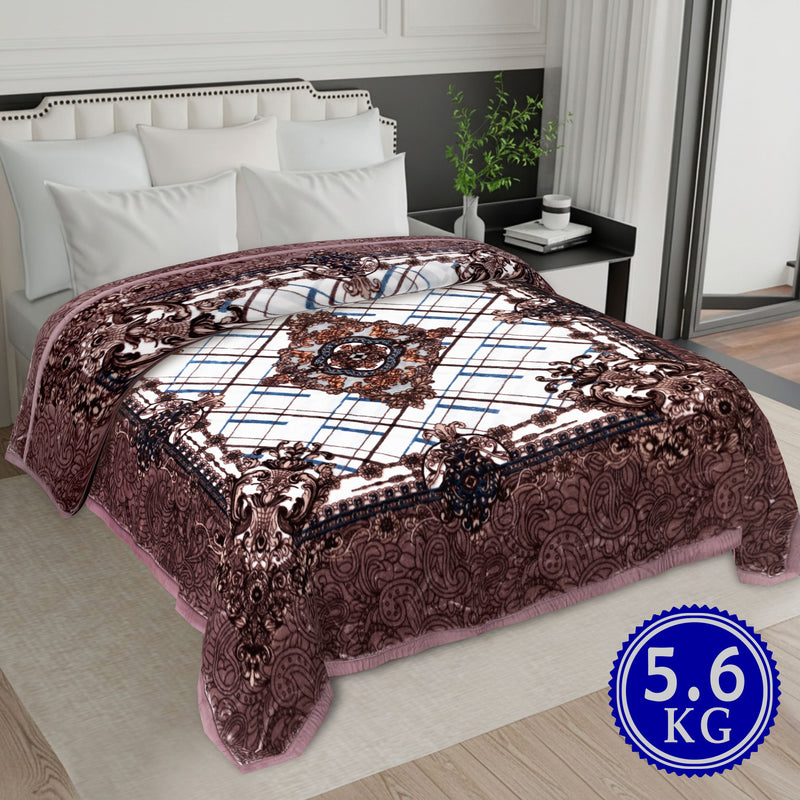 Luxury Modern Printed King Blanket 5.6 kg Double Layer (Multi-Color)
