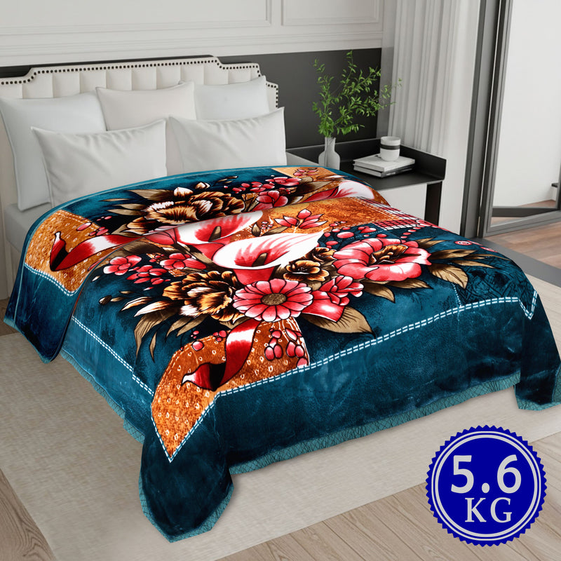 Luxury Modern Printed King Blanket 5.6 kg Double Layer (Multi-Color)