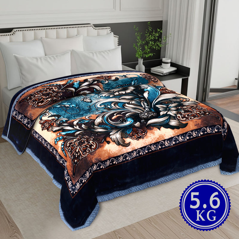 Luxury Modern Printed King Blanket 5.6 kg Double Layer (Multi-Color)