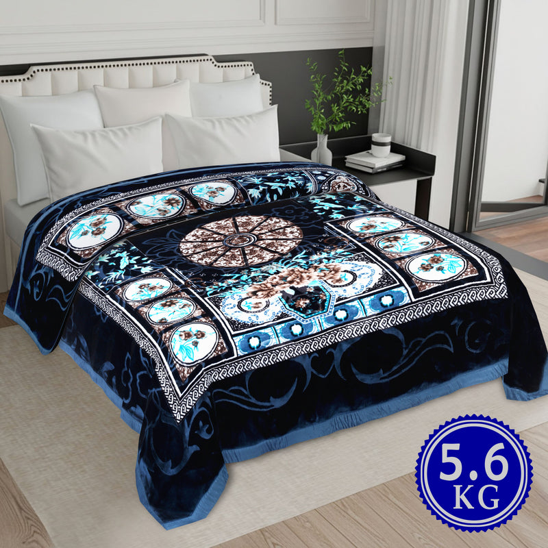 Luxury Modern Printed King Blanket 5.6 kg Double Layer (Multi-Color)