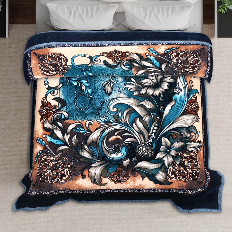 Luxury Modern Printed King Blanket 5.6 kg Double Layer (Multi-Color)