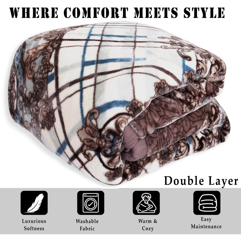 Luxury Modern Printed King Blanket 5.6 kg Double Layer (Multi-Color)