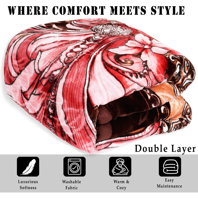 Luxury Modern Printed King Blanket 5.6 kg Double Layer (Multi-Color)