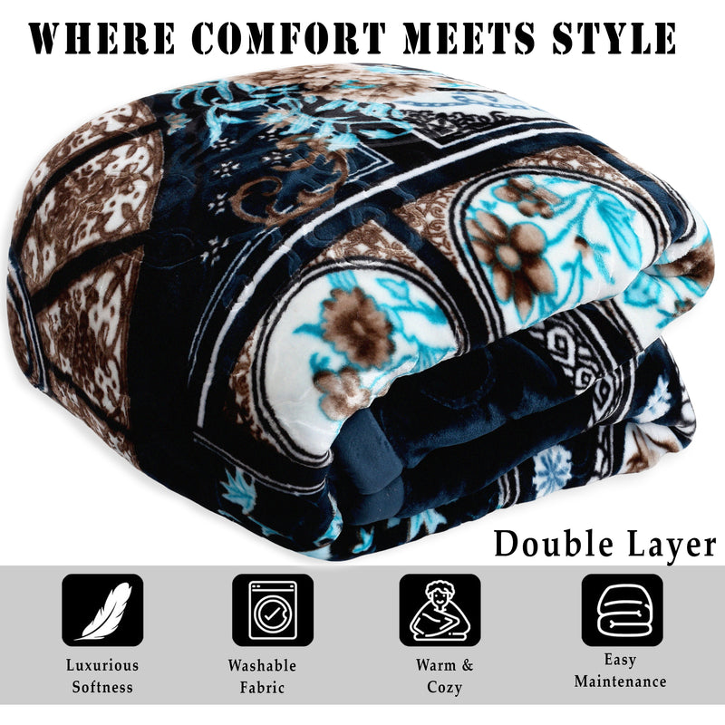 Luxury Modern Printed King Blanket 5.6 kg Double Layer (Multi-Color)