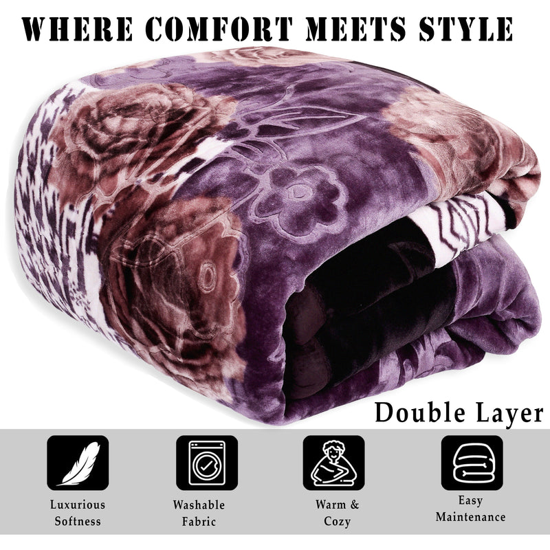 Luxury Modern Printed King Blanket 5.6 kg Double Layer (Multi-Color)