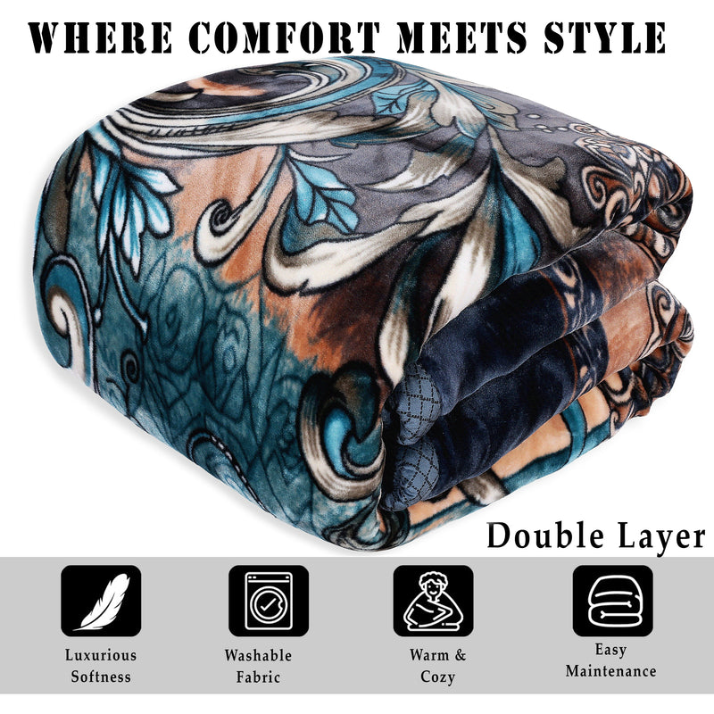 Luxury Modern Printed King Blanket 5.6 kg Double Layer (Multi-Color)