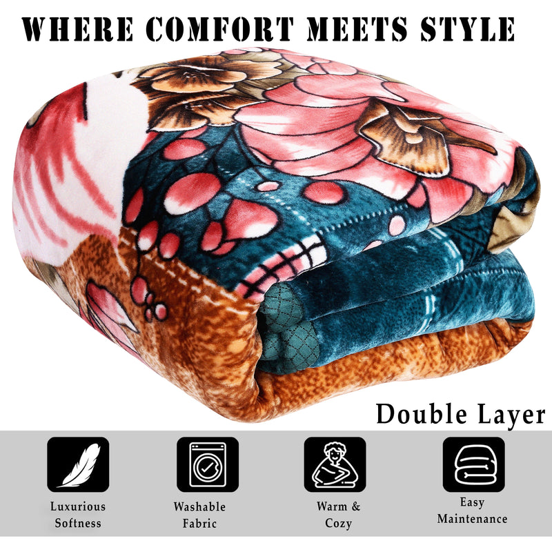 Luxury Modern Printed King Blanket 5.6 kg Double Layer (Multi-Color)