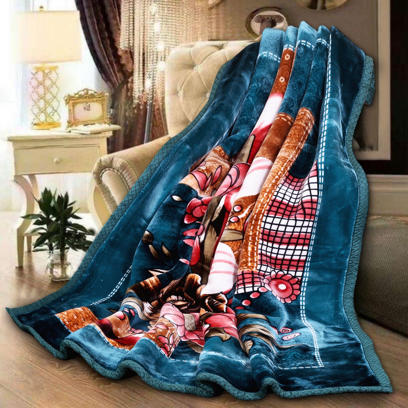 Luxury Modern Printed King Blanket 5.6 kg Double Layer (Multi-Color)