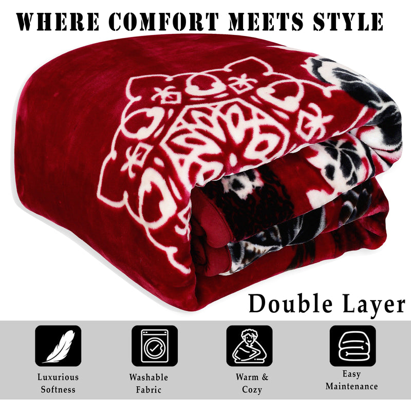 Luxury Modern Printed King Blanket 6.3 kg Double Layer (Multi-Color)