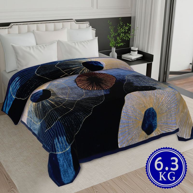 Luxury Modern Printed King Blanket 6.3 kg Double Layer (Multi-Color)