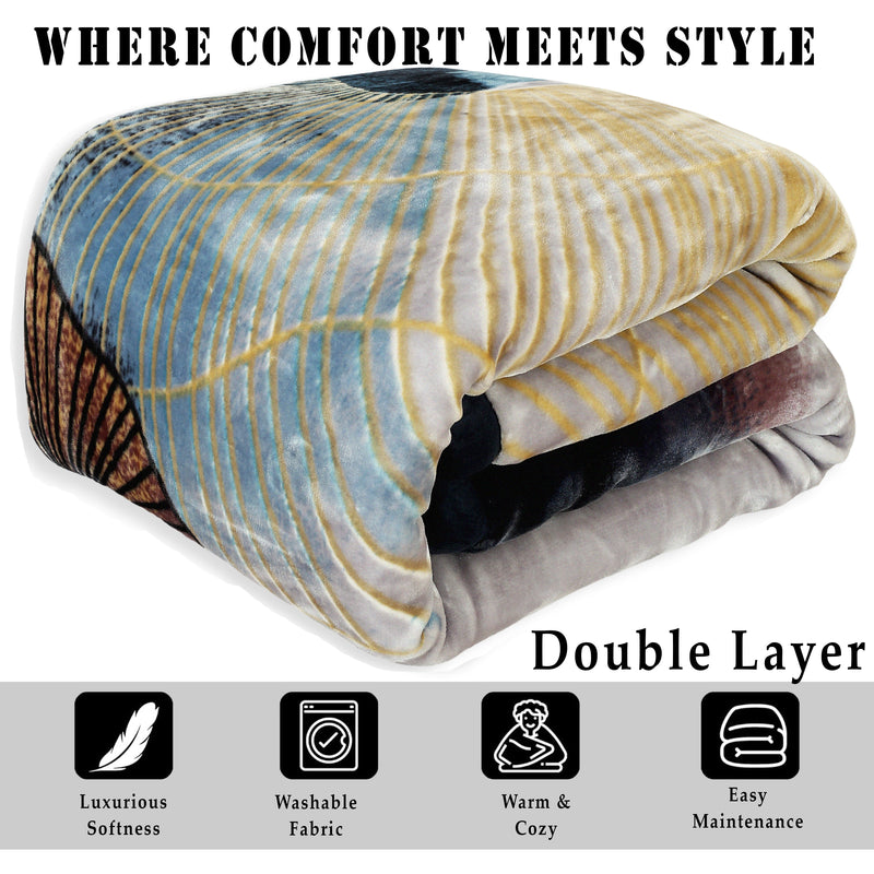 Luxury Modern Printed King Blanket 6.3 kg Double Layer (Multi-Color)