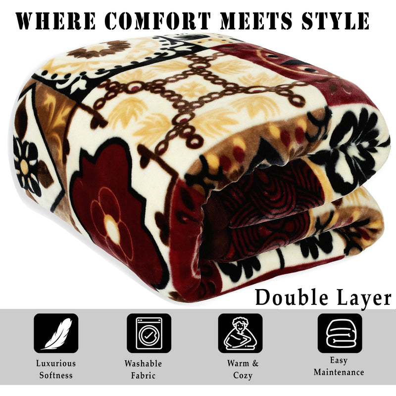 Luxury Modern Printed King Blanket 6.3 kg Double Layer (Multi-Color)