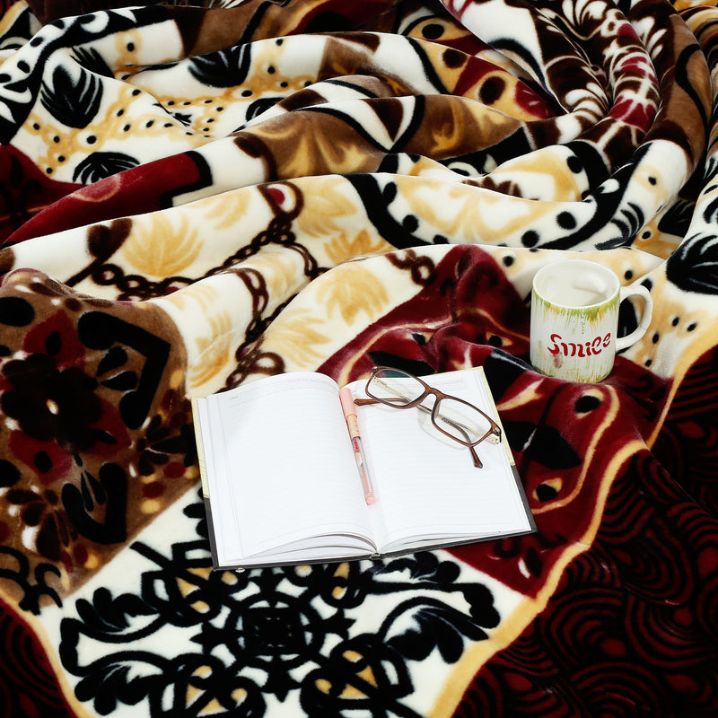Luxury Modern Printed King Blanket 6.3 kg Double Layer (Multi-Color)