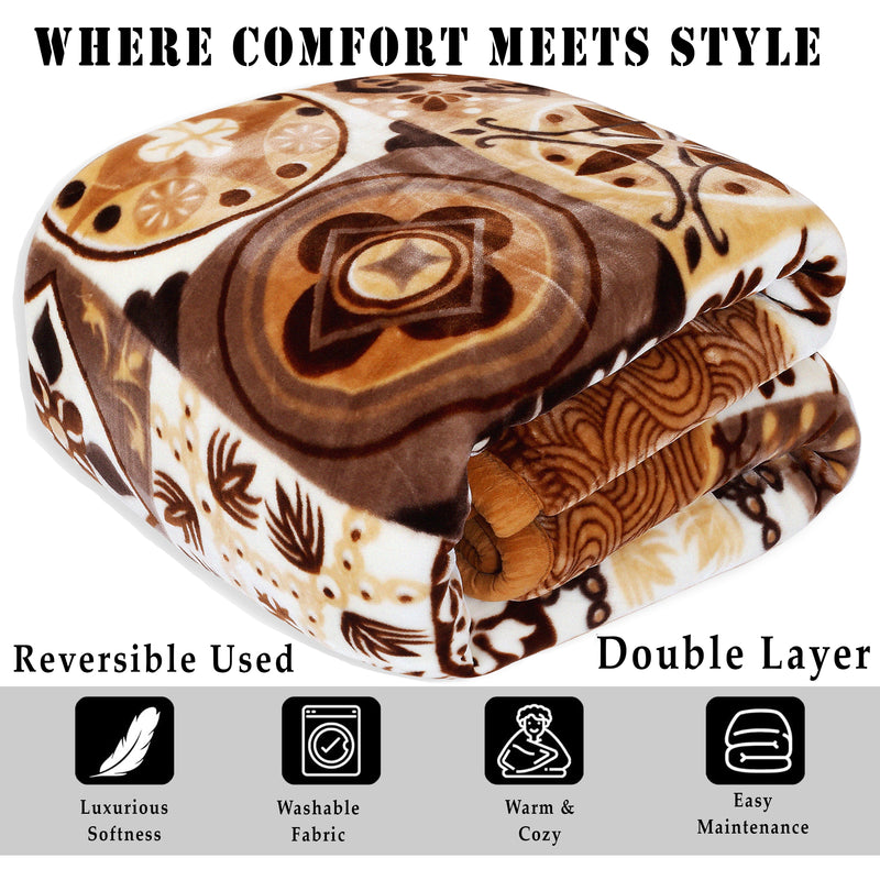 Luxury Modern Printed King Blanket 6.3 kg Double Layer (Multi-Color)