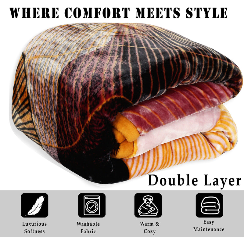 Luxury Modern Printed King Blanket 6.3 kg Double Layer (Multi-Color)