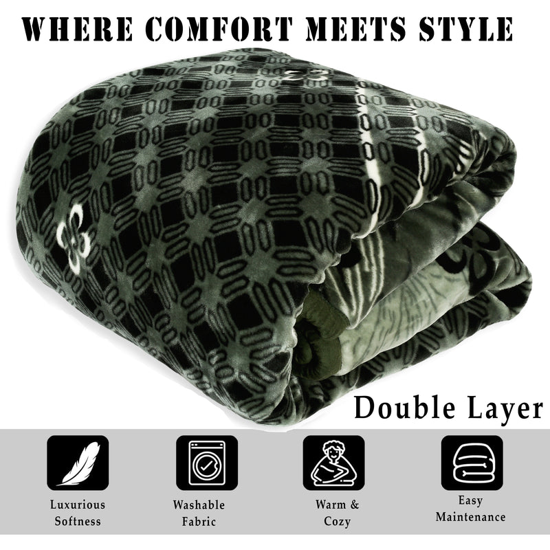Luxury Modern Printed King Blanket 6.3 kg Double Layer (Multi-Color)
