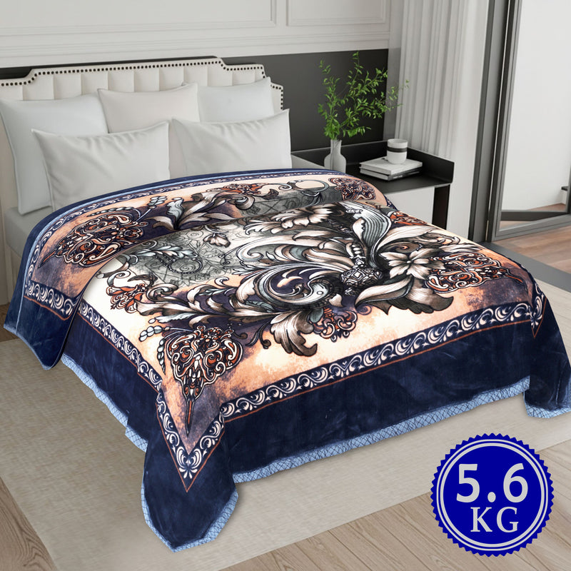 Luxury Modern Printed King Blanket 5.6 kg Double Layer (Multi-Color)