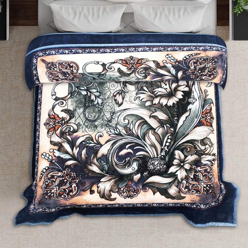 Luxury Modern Printed King Blanket 5.6 kg Double Layer (Multi-Color)