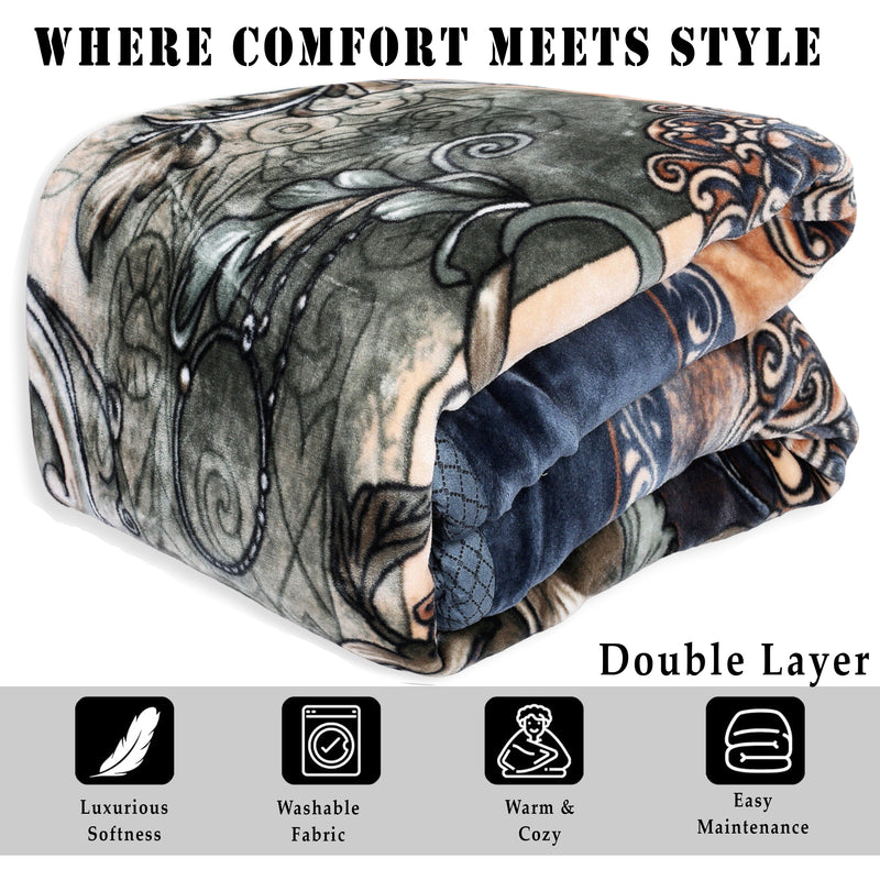 Luxury Modern Printed King Blanket 5.6 kg Double Layer (Multi-Color)