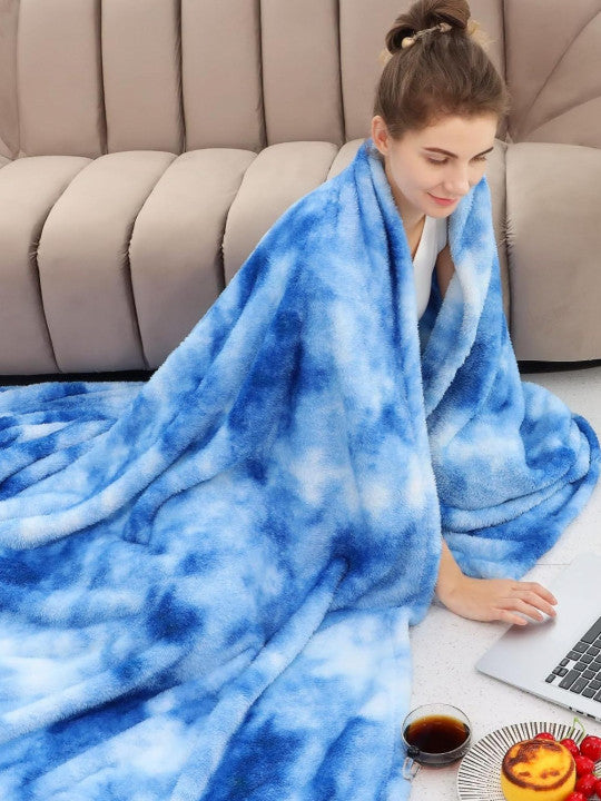 Magical Fleno Printed Double AC Blanket (Sky Blue)