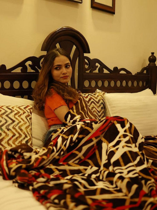 Magical Fleno Printed Double AC Blanket (Brown)