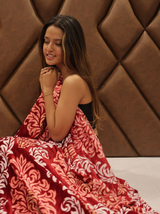 Magical Fleno Printed Double AC Blanket (Red)
