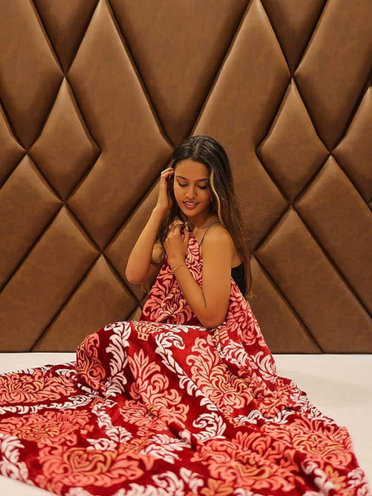 Magical Fleno Printed Double AC Blanket (Red)