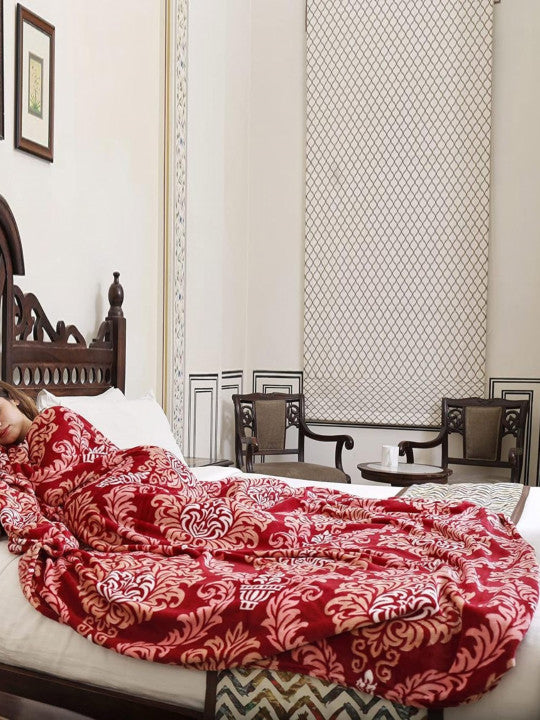 Magical Fleno Printed Double AC Blanket (Red)