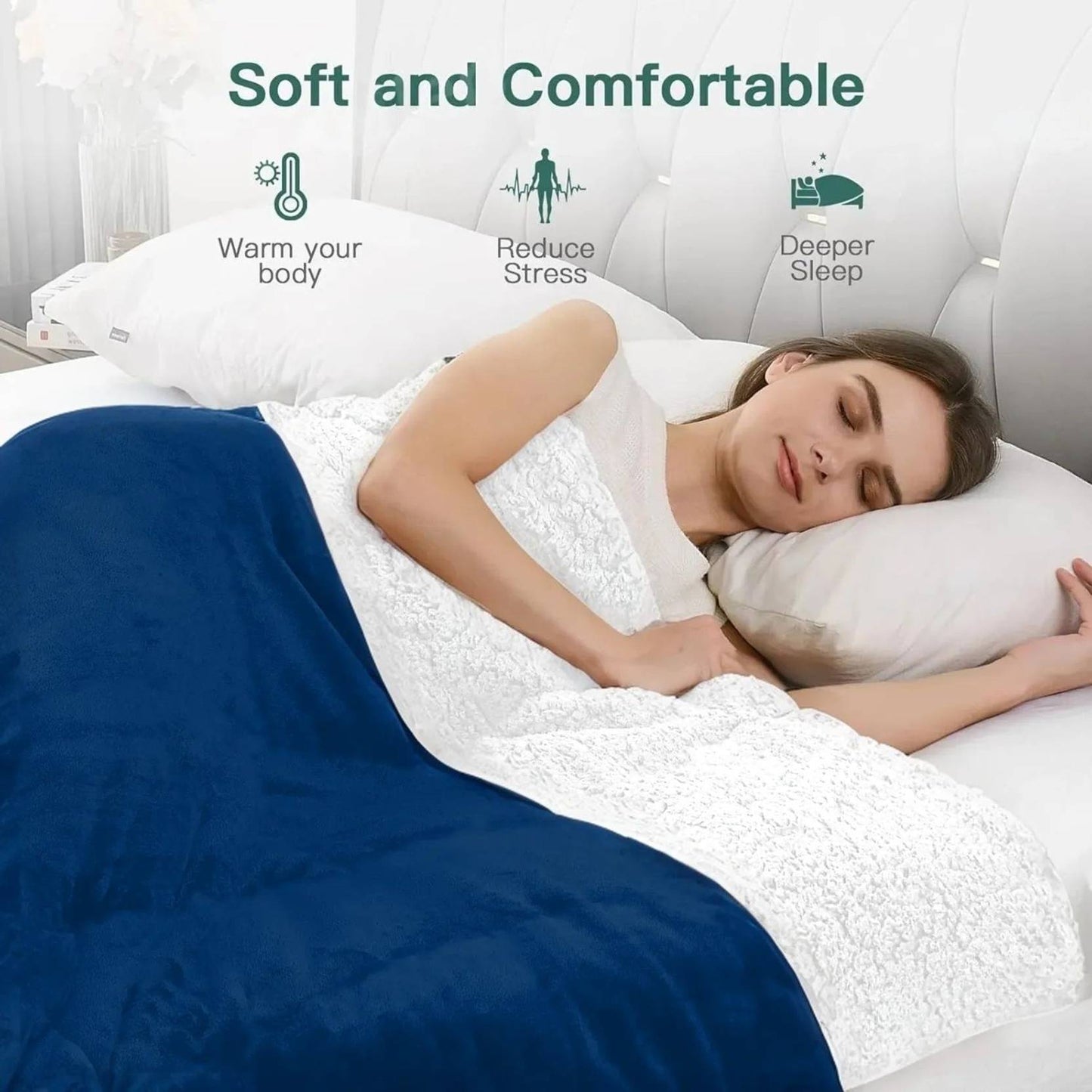 Sherpa Dark Blue & White Blanket