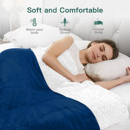 Sherpa Dark Blue & White Blanket