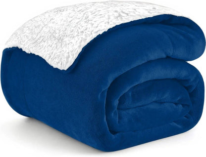 Sherpa Dark Blue & White Blanket