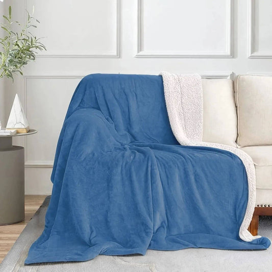 Sherpa Light Blue & White Blanket