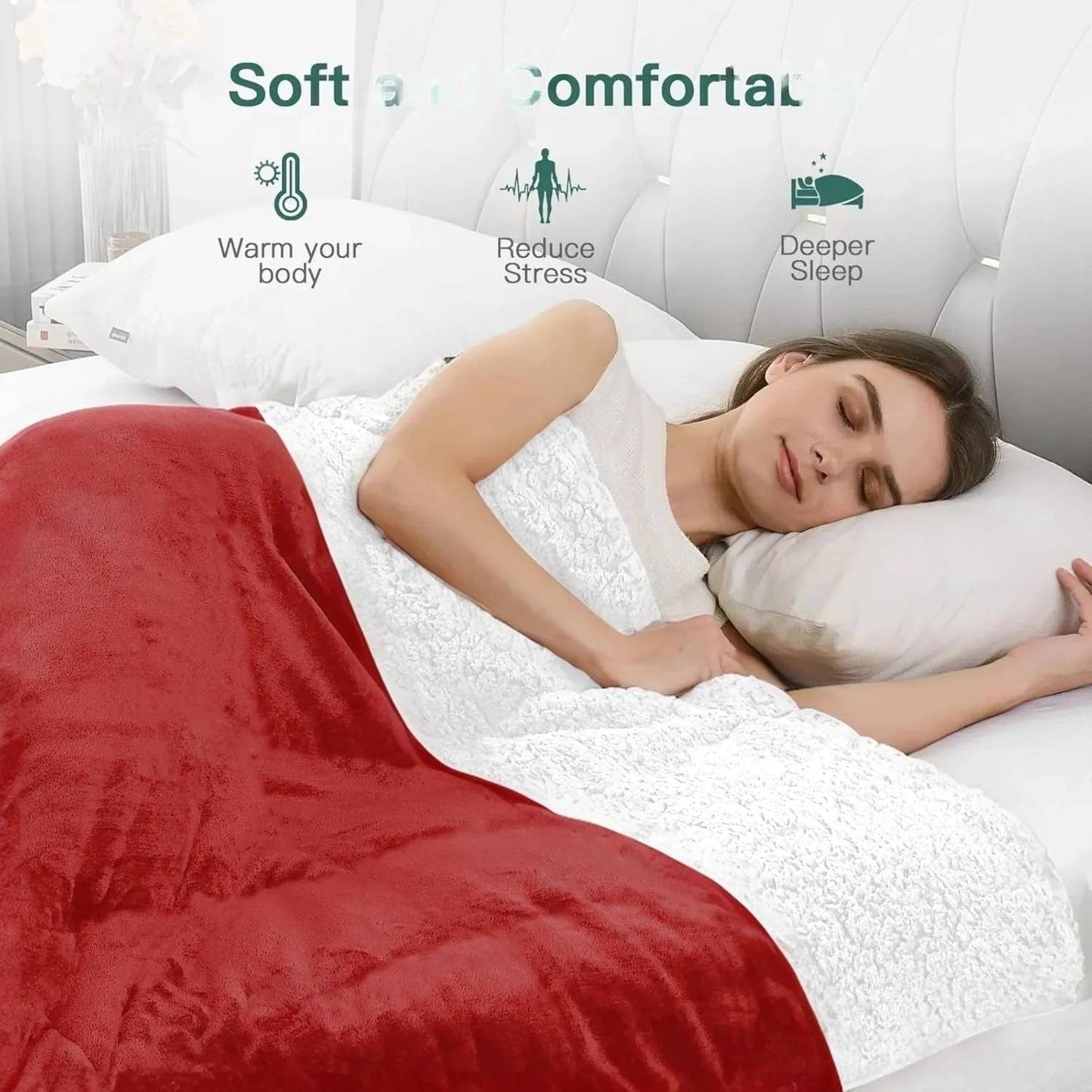 Sherpa Maroon & White Blanket