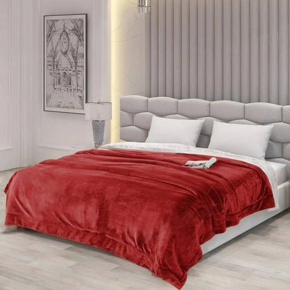 Sherpa Maroon & White Blanket