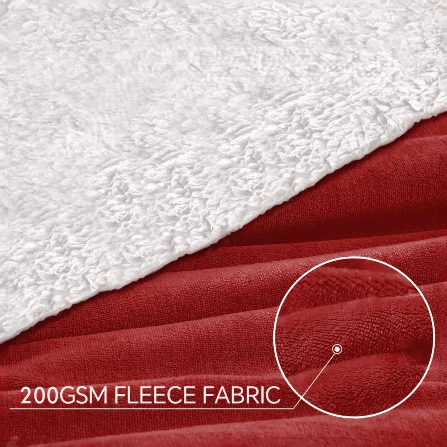 Sherpa Maroon & White Blanket