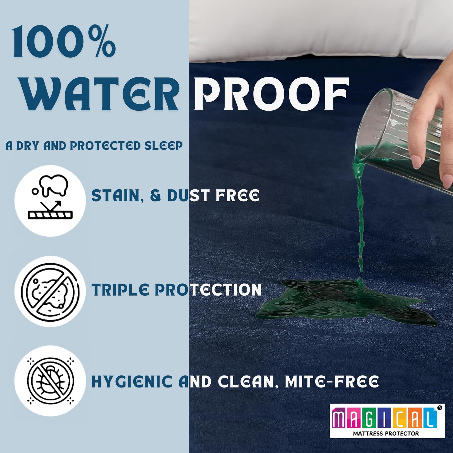 100% Waterproof Mattress Protector | Fitted Elastic Bed Cover with Deep Pocket – Soft, Breathable & Dustproof