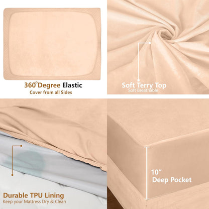 100% Waterproof Mattress Protector | Fitted Elastic Bed Cover with Deep Pocket – Soft, Breathable & Dustproof
