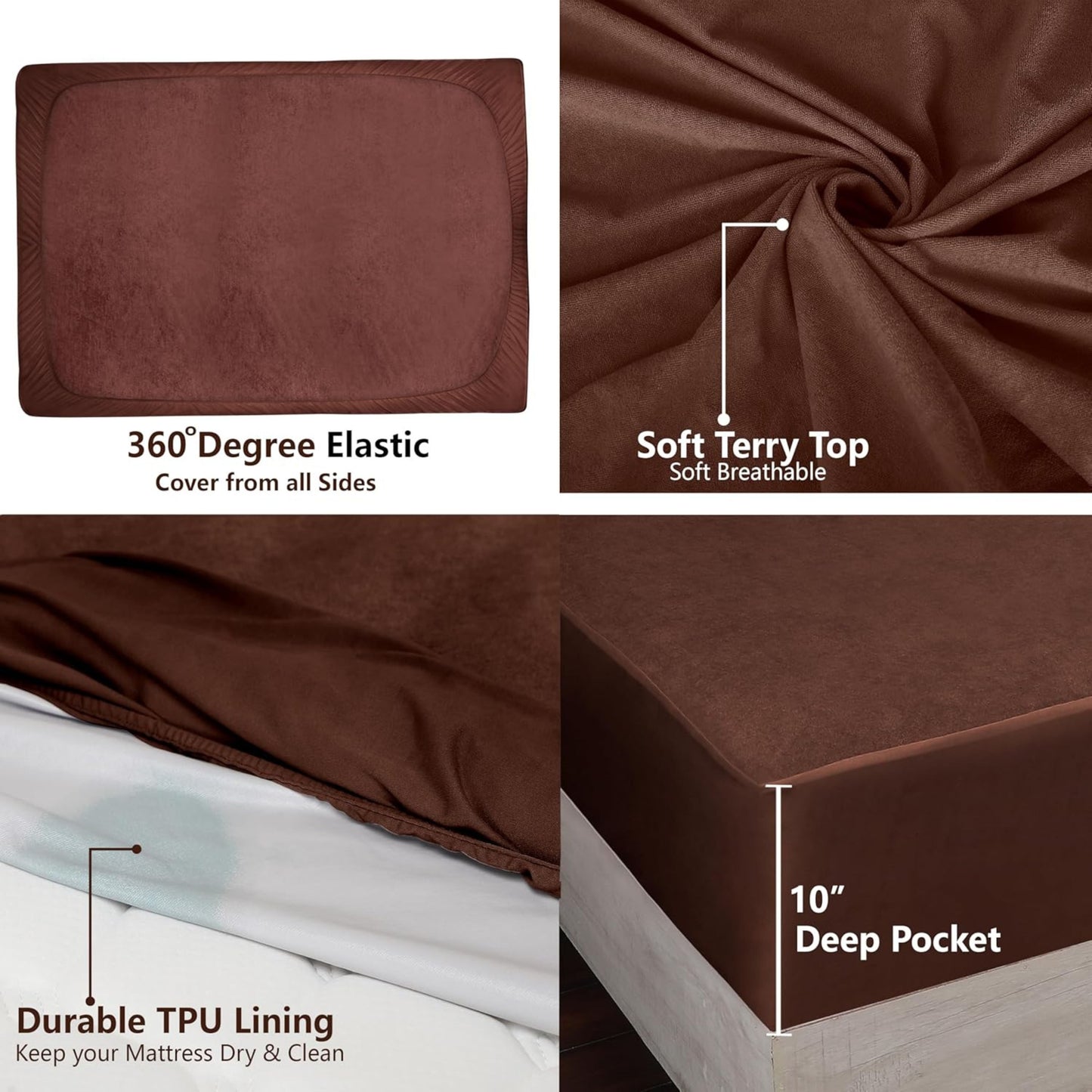 100% Waterproof Mattress Protector | Fitted Elastic Bed Cover with Deep Pocket – Soft, Breathable & Dustproof