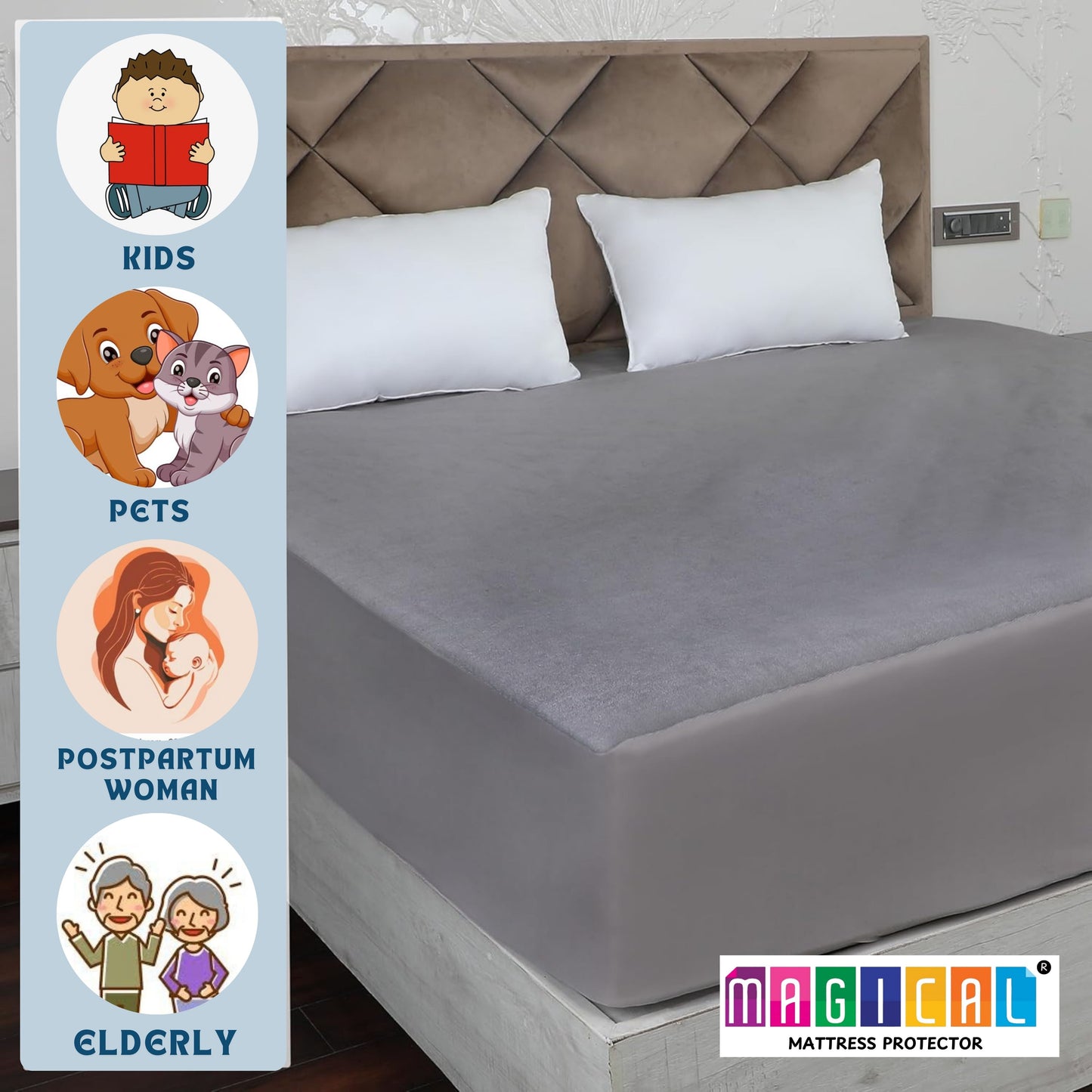 100% Waterproof Mattress Protector | Fitted Elastic Bed Cover with Deep Pocket – Soft, Breathable & Dustproof