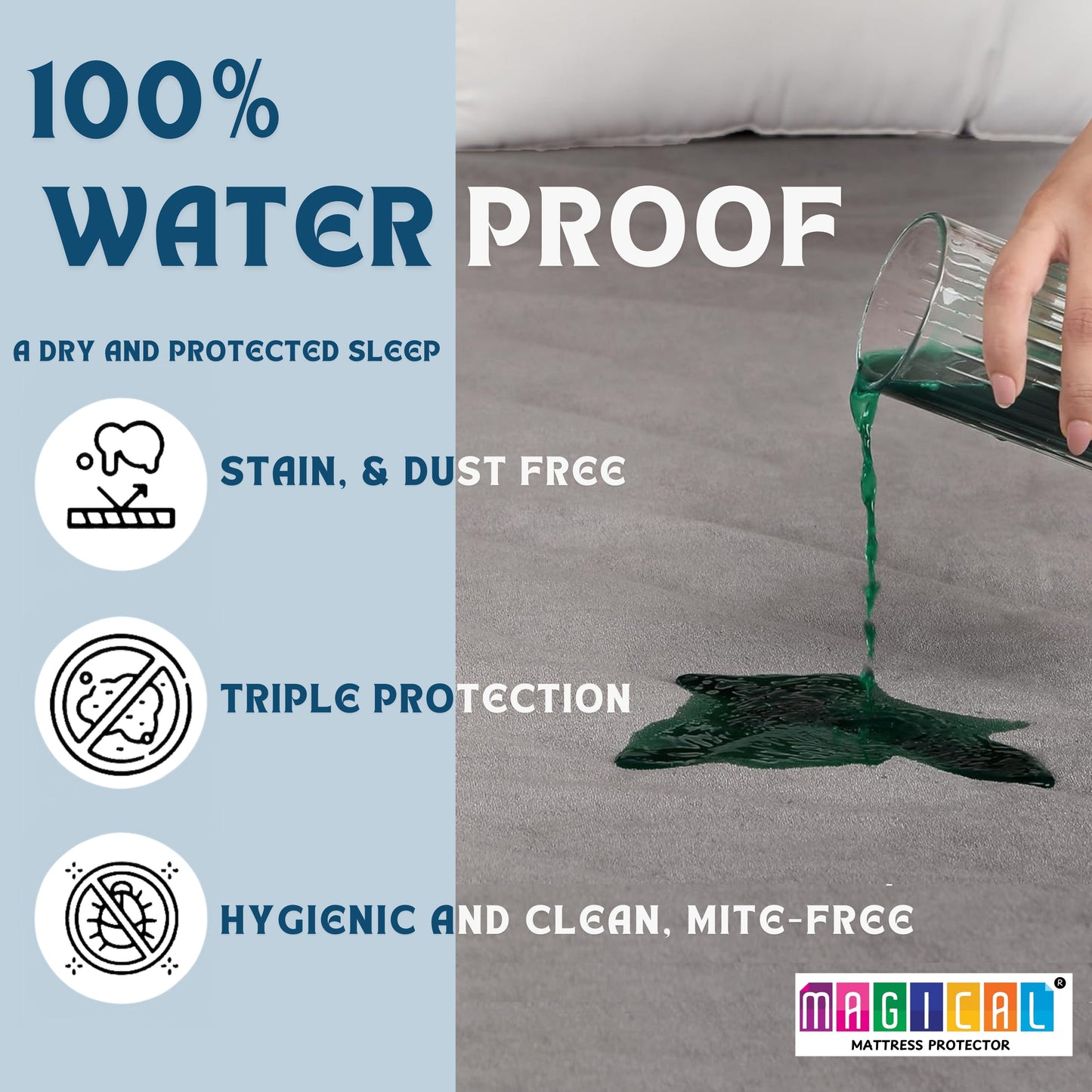 100% Waterproof Mattress Protector | Fitted Elastic Bed Cover with Deep Pocket – Soft, Breathable & Dustproof