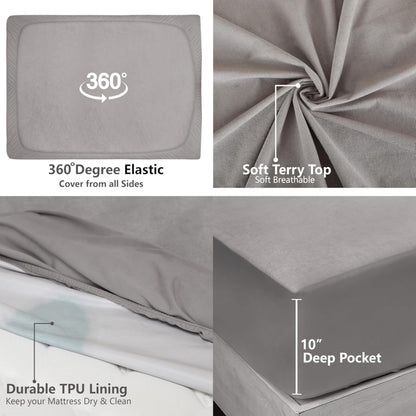 100% Waterproof Mattress Protector | Fitted Elastic Bed Cover with Deep Pocket – Soft, Breathable & Dustproof