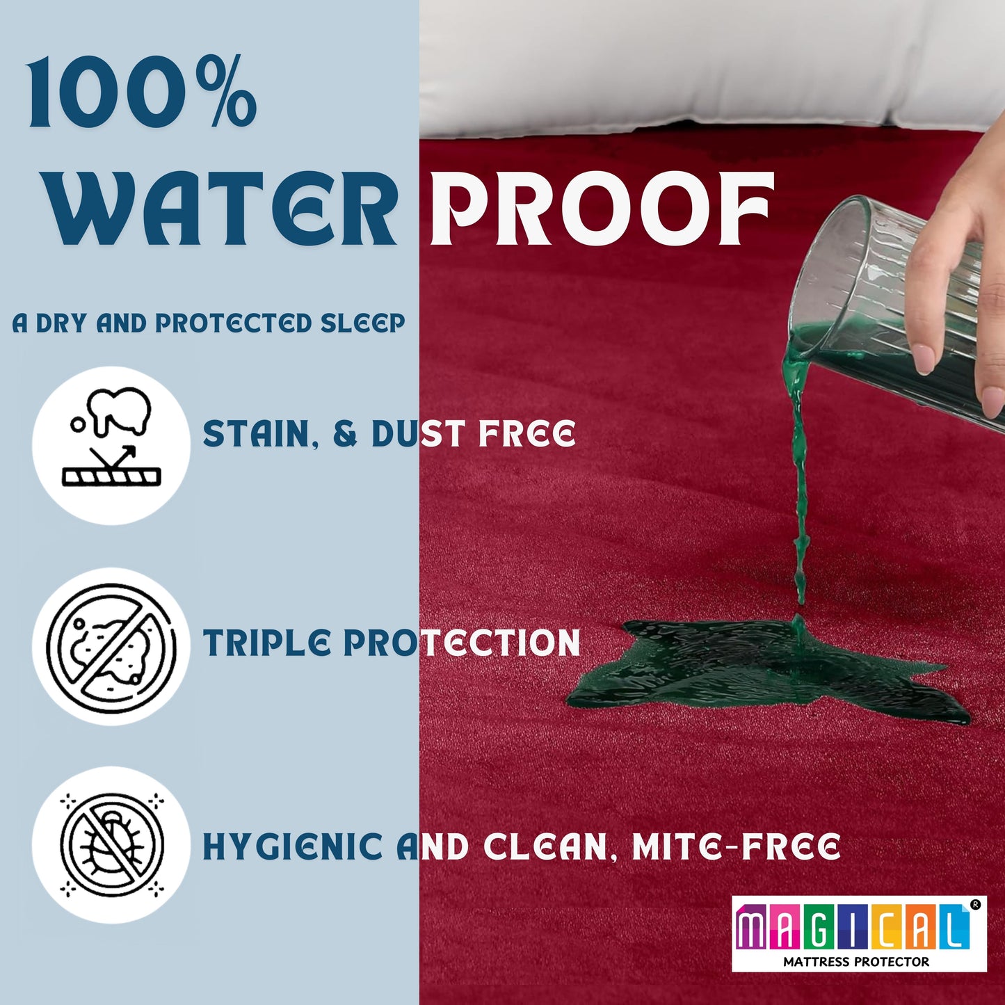 100% Waterproof Mattress Protector | Fitted Elastic Bed Cover with Deep Pocket – Soft, Breathable & Dustproof