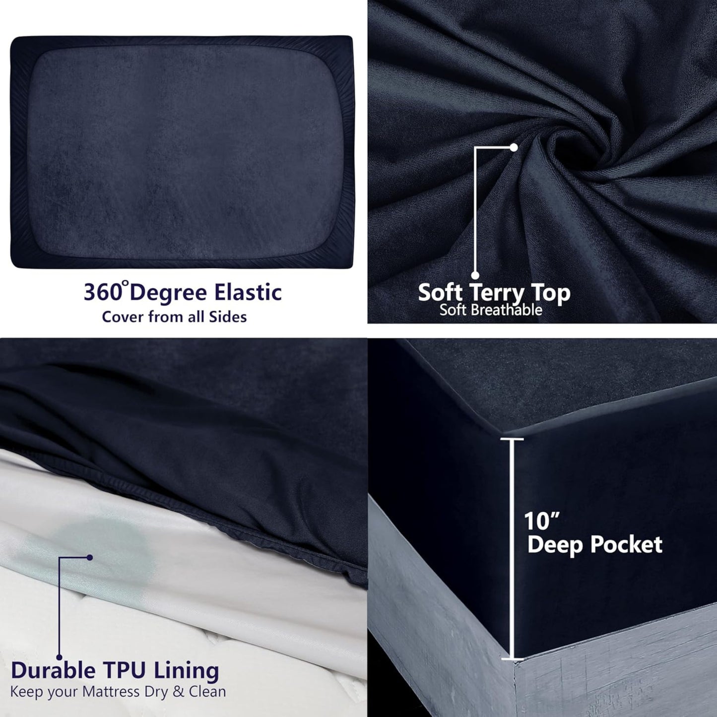 Bed Cover Navy Blue King Mattress Protector