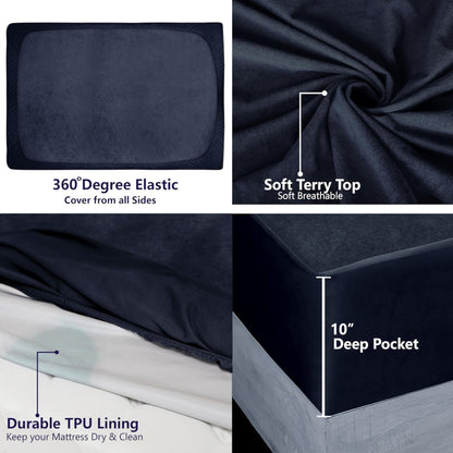 Bed Cover Navy Blue King Mattress Protector